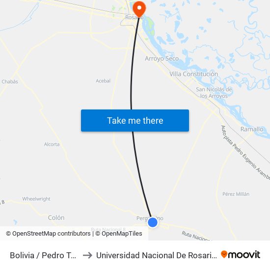 Bolivia / Pedro Torres to Universidad Nacional De Rosario (Unr) map