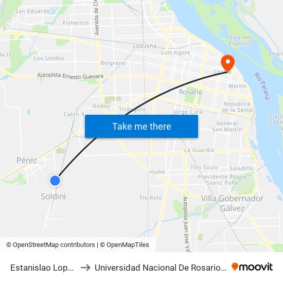 Estanislao Lopez 6 to Universidad Nacional De Rosario (Unr) map