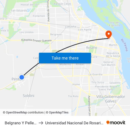 Belgrano Y Pellegrini to Universidad Nacional De Rosario (Unr) map