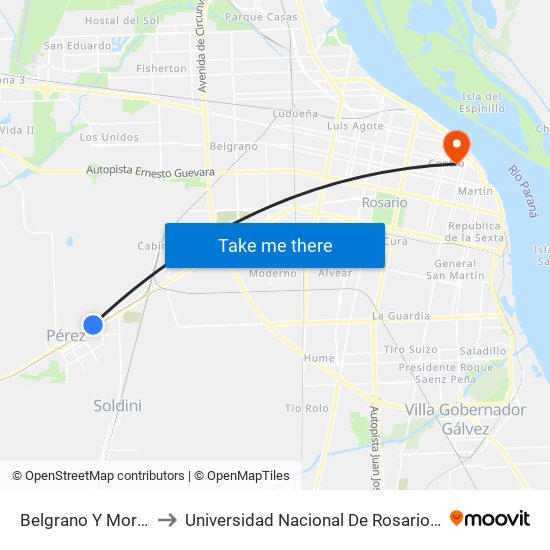 Belgrano Y Moreno to Universidad Nacional De Rosario (Unr) map