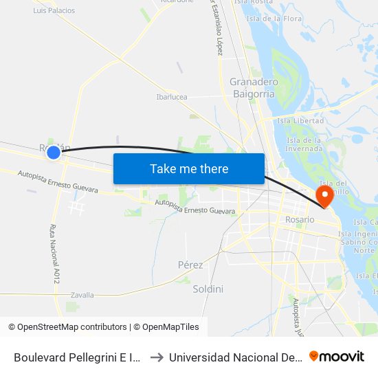 Boulevard Pellegrini E Independencia to Universidad Nacional De Rosario (Unr) map
