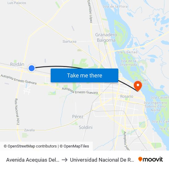 Avenida Acequias Del Aire, 609 to Universidad Nacional De Rosario (Unr) map