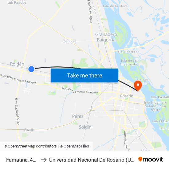 Famatina, 422 to Universidad Nacional De Rosario (Unr) map