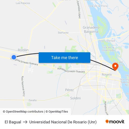 El Bagual to Universidad Nacional De Rosario (Unr) map