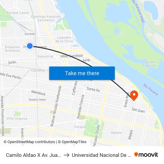 Camilo Aldao X Av. Juan José Paso to Universidad Nacional De Rosario (Unr) map