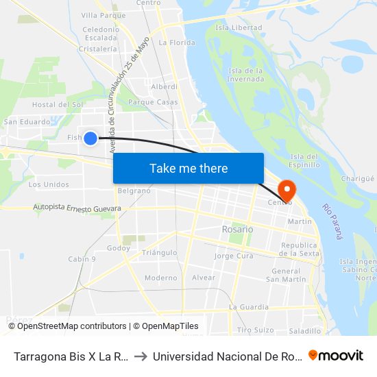 Tarragona Bis X La República to Universidad Nacional De Rosario (Unr) map