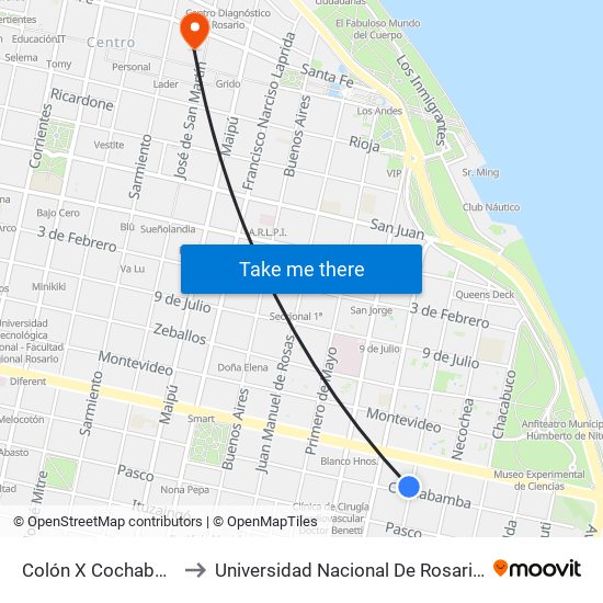 Colón X Cochabamba to Universidad Nacional De Rosario (Unr) map