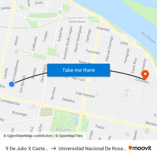 9 De Julio X Castellanos to Universidad Nacional De Rosario (Unr) map