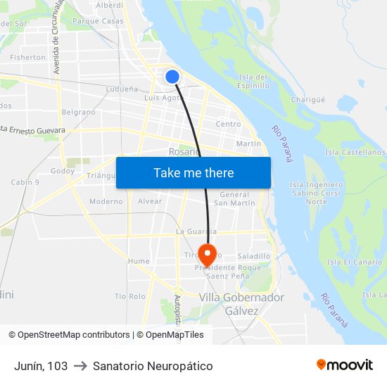 Junín, 103 to Sanatorio Neuropático map