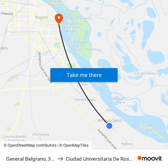 General Belgrano, 307 to Ciudad Universitaria De Rosario map