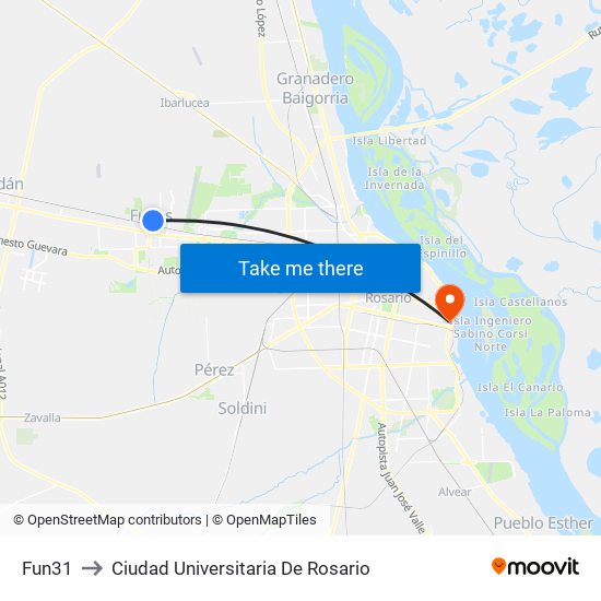 Fun31 to Ciudad Universitaria De Rosario map