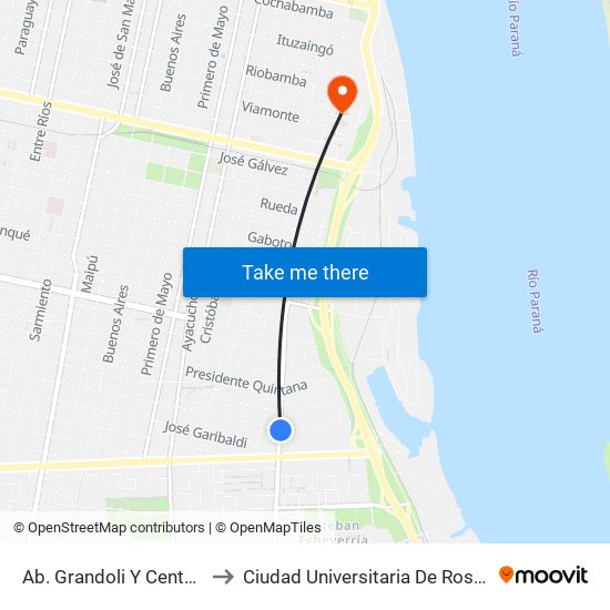 Ab. Grandoli Y Centeno to Ciudad Universitaria De Rosario map
