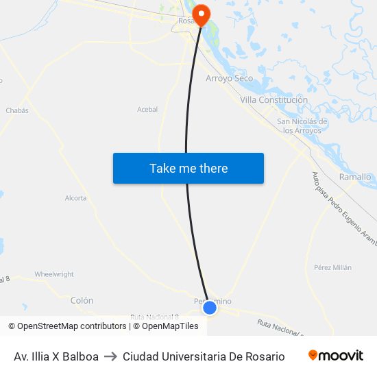 Av. Illia X Balboa to Ciudad Universitaria De Rosario map