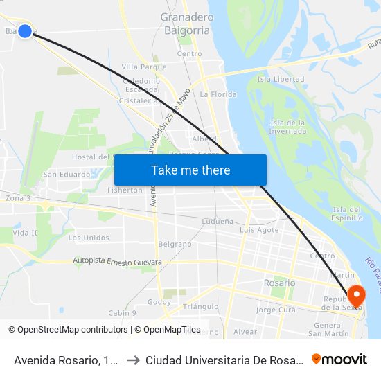 Avenida Rosario, 150 to Ciudad Universitaria De Rosario map