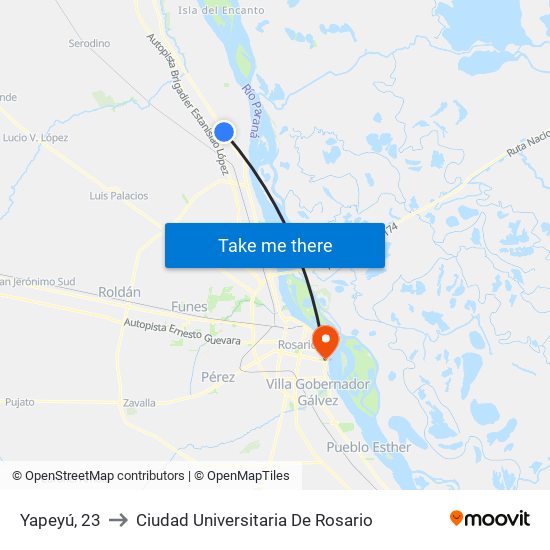 Yapeyú, 23 to Ciudad Universitaria De Rosario map