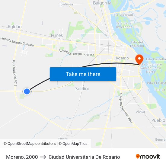 Moreno, 2000 to Ciudad Universitaria De Rosario map