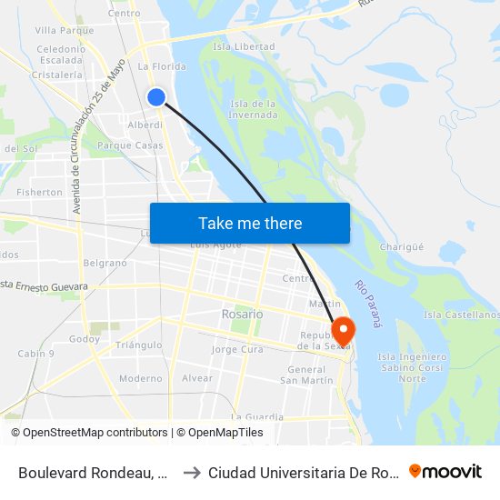 Boulevard Rondeau, 2630 to Ciudad Universitaria De Rosario map