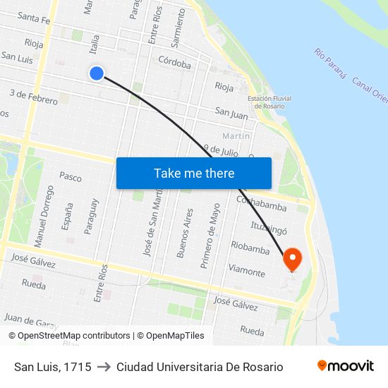 San Luis, 1715 to Ciudad Universitaria De Rosario map