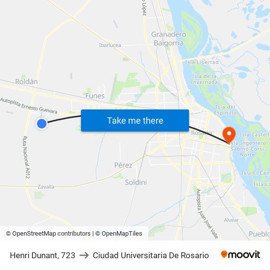 Henri Dunant, 723 to Ciudad Universitaria De Rosario map