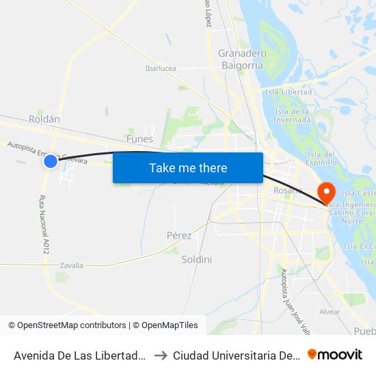 Avenida De Las Libertades, 2130 to Ciudad Universitaria De Rosario map
