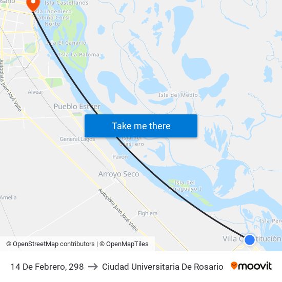 14 De Febrero, 298 to Ciudad Universitaria De Rosario map