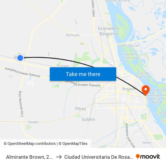 Almirante Brown, 278 to Ciudad Universitaria De Rosario map