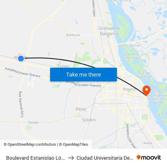 Boulevard Estanislao López, 698 to Ciudad Universitaria De Rosario map
