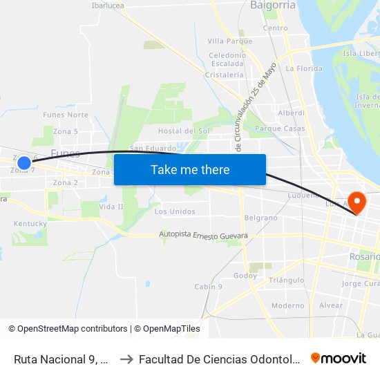 Ruta Nacional 9, 3615 to Facultad De Ciencias Odontologicas map