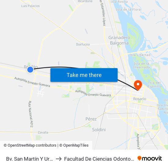 Bv. San Martín Y Urquiza to Facultad De Ciencias Odontologicas map