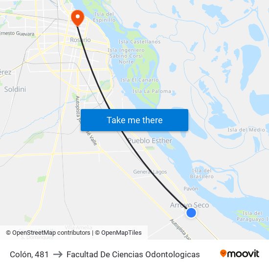 Colón, 481 to Facultad De Ciencias Odontologicas map