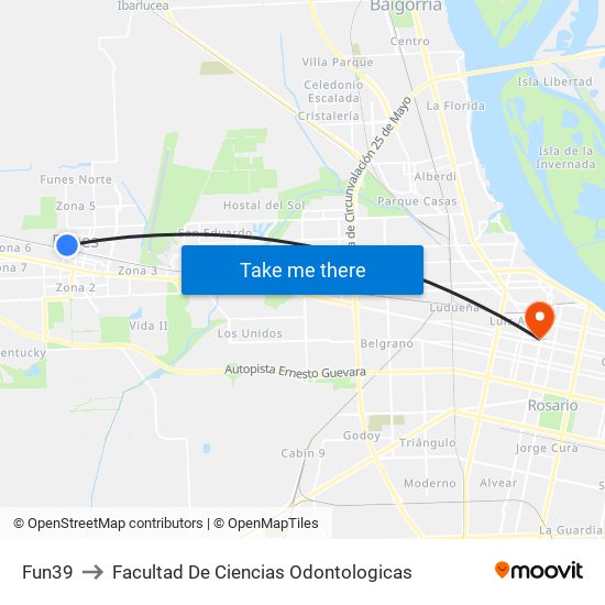 Fun39 to Facultad De Ciencias Odontologicas map