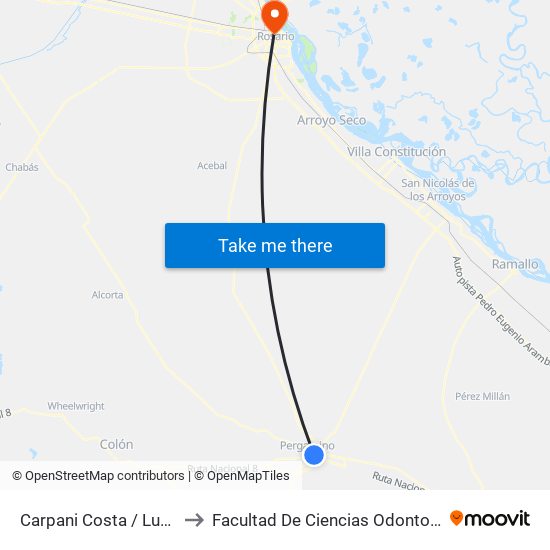 Carpani Costa / Lugones to Facultad De Ciencias Odontologicas map