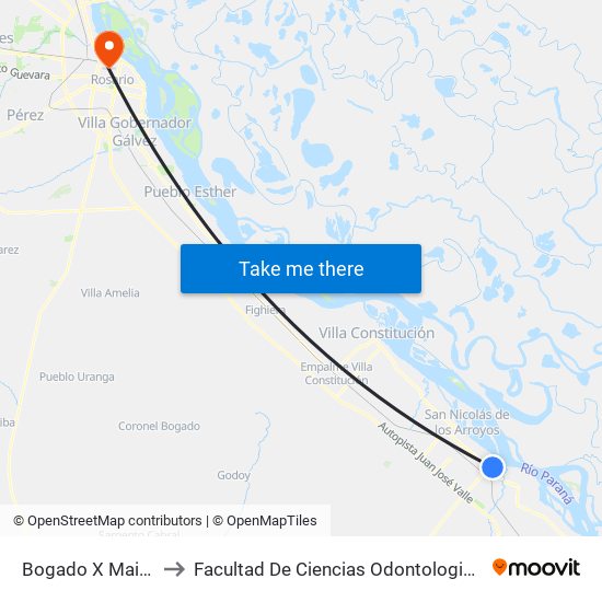 Bogado X Maipú to Facultad De Ciencias Odontologicas map