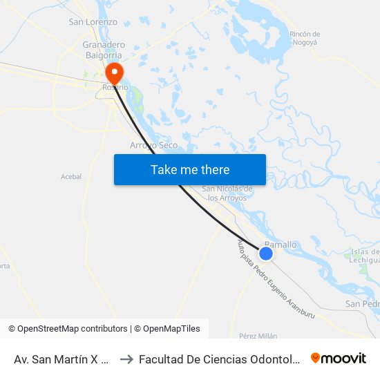 Av. San Martín X Clark to Facultad De Ciencias Odontologicas map
