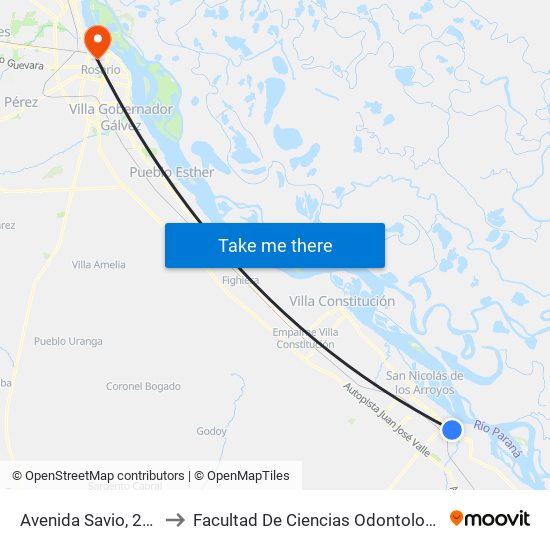 Avenida Savio, 2088 to Facultad De Ciencias Odontologicas map