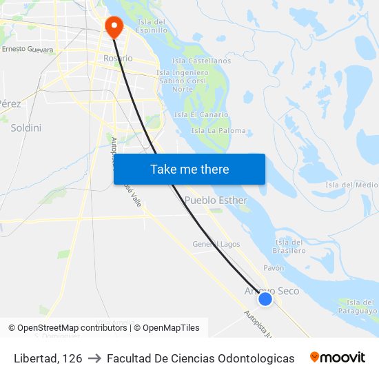 Libertad, 126 to Facultad De Ciencias Odontologicas map