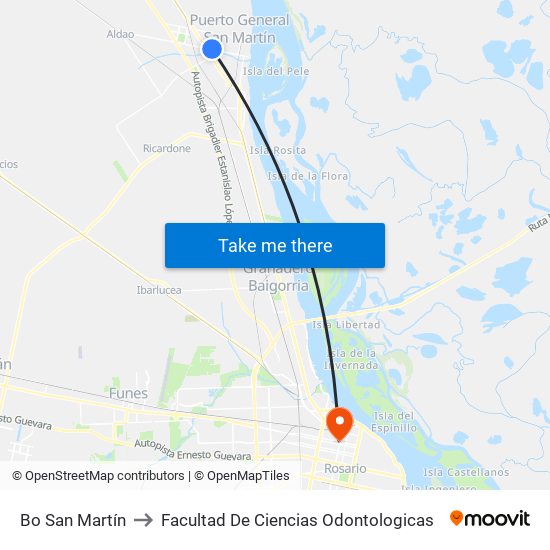 Bo San Martín to Facultad De Ciencias Odontologicas map
