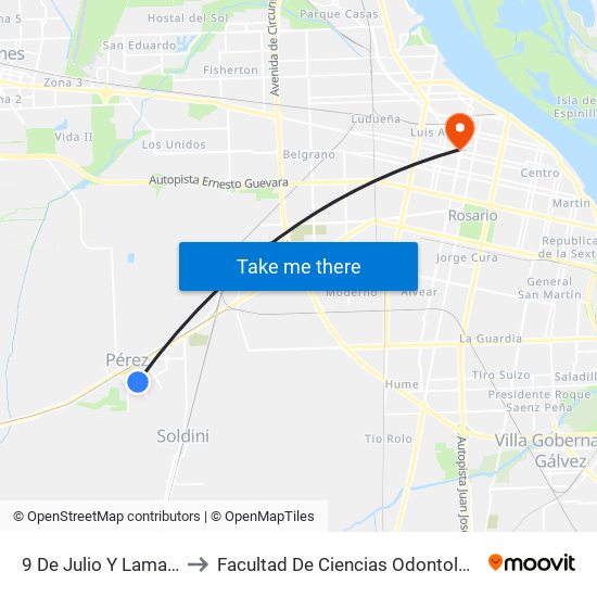 9 De Julio Y Lamadrid to Facultad De Ciencias Odontologicas map