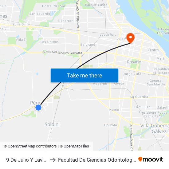 9 De Julio Y Lavalle to Facultad De Ciencias Odontologicas map