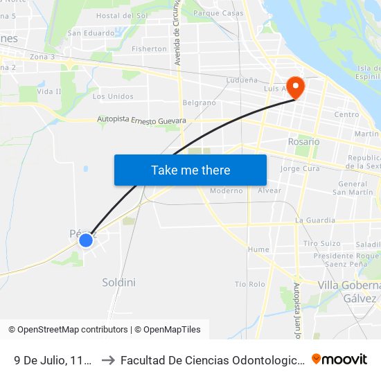 9 De Julio, 1117 to Facultad De Ciencias Odontologicas map