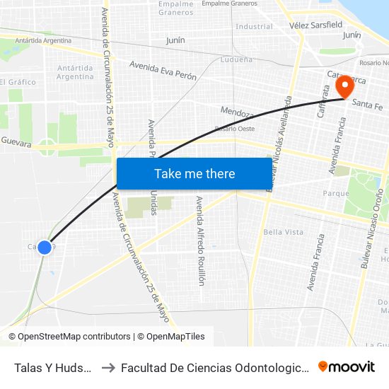 Talas Y Hudson to Facultad De Ciencias Odontologicas map