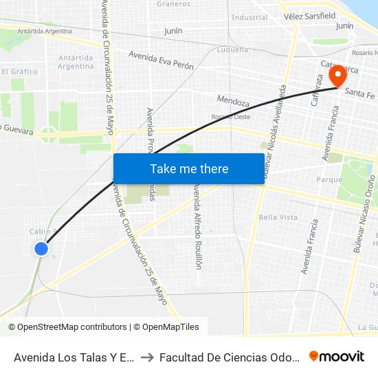 Avenida Los Talas Y El Gorrion to Facultad De Ciencias Odontologicas map