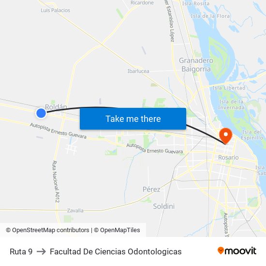 Ruta 9 to Facultad De Ciencias Odontologicas map