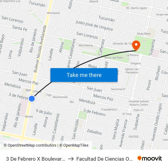3 De Febrero X Boulevard Avellaneda to Facultad De Ciencias Odontologicas map