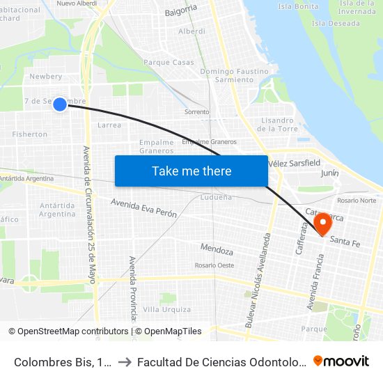 Colombres Bis, 1379 to Facultad De Ciencias Odontologicas map