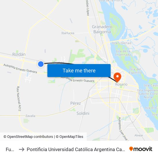 Fun69 to Pontificia Universidad Católica Argentina Campus Rosario map