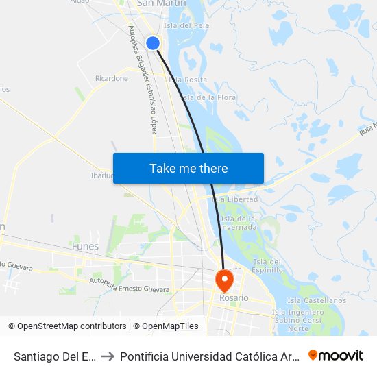 Santiago Del Estero, 1392 to Pontificia Universidad Católica Argentina Campus Rosario map