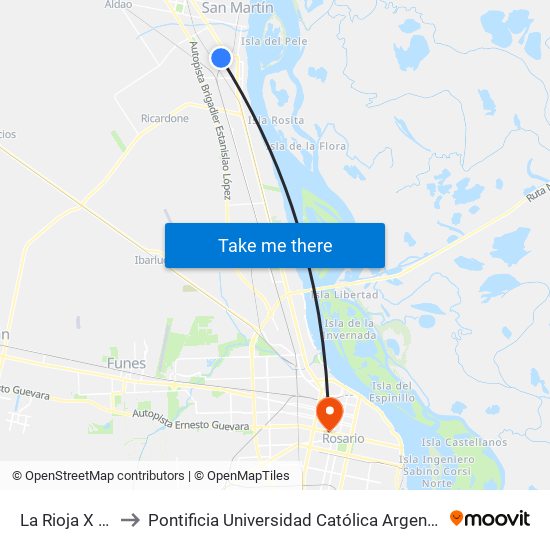 La Rioja X Falucho to Pontificia Universidad Católica Argentina Campus Rosario map