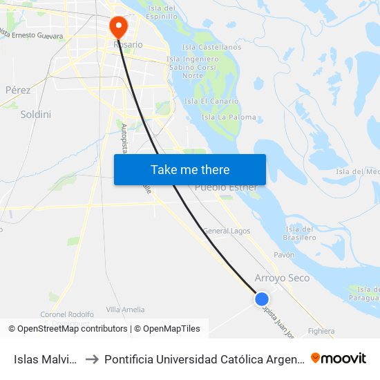 Islas Malvinas, 346 to Pontificia Universidad Católica Argentina Campus Rosario map