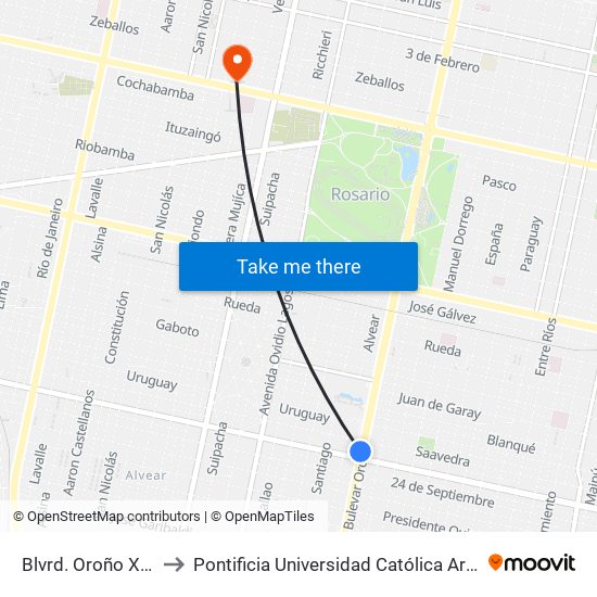 Blvrd. Oroño X Blvrd. Seguí to Pontificia Universidad Católica Argentina Campus Rosario map